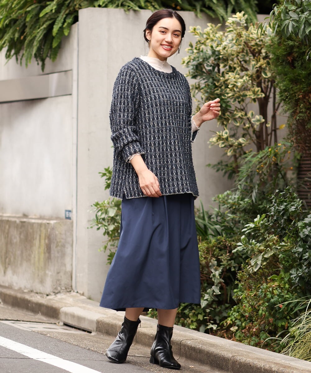 OLFBS19080 eur3(エウルキューブ) 【大きいサイズ】ツイードニット ネイビー(57)