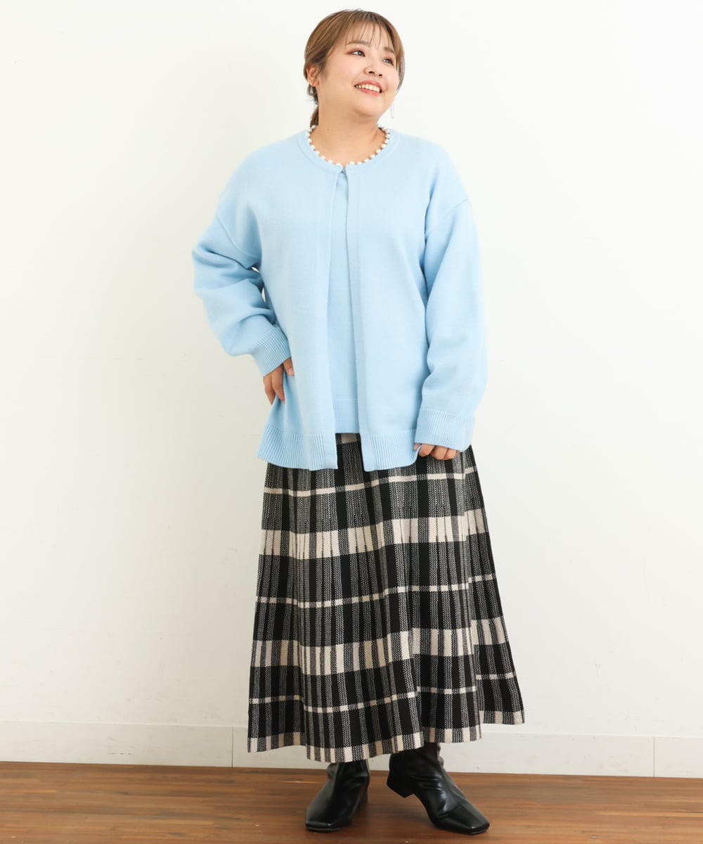 OLFBS20060 eur3(エウルキューブ) 【大きいサイズ/a.v.v×eur3】パフスリーブニット ライトブルー(50)