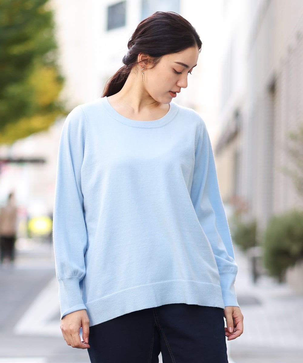 OLFBS20060 eur3(エウルキューブ) 【大きいサイズ/a.v.v×eur3】パフスリーブニット ライトブルー(50)