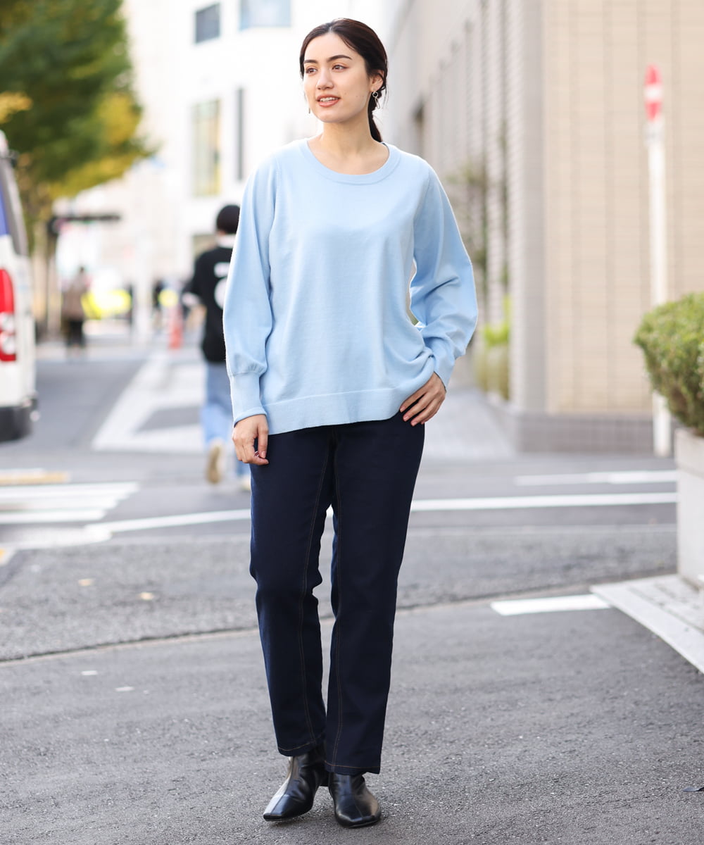 OLFBS20060 eur3(エウルキューブ) 【大きいサイズ/a.v.v×eur3】パフスリーブニット ライトブルー(50)