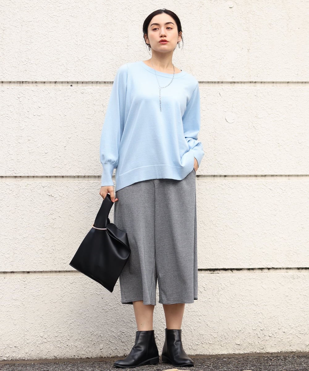 OLFBS20060 eur3(エウルキューブ) 【大きいサイズ/a.v.v×eur3】パフスリーブニット ライトブルー(50)