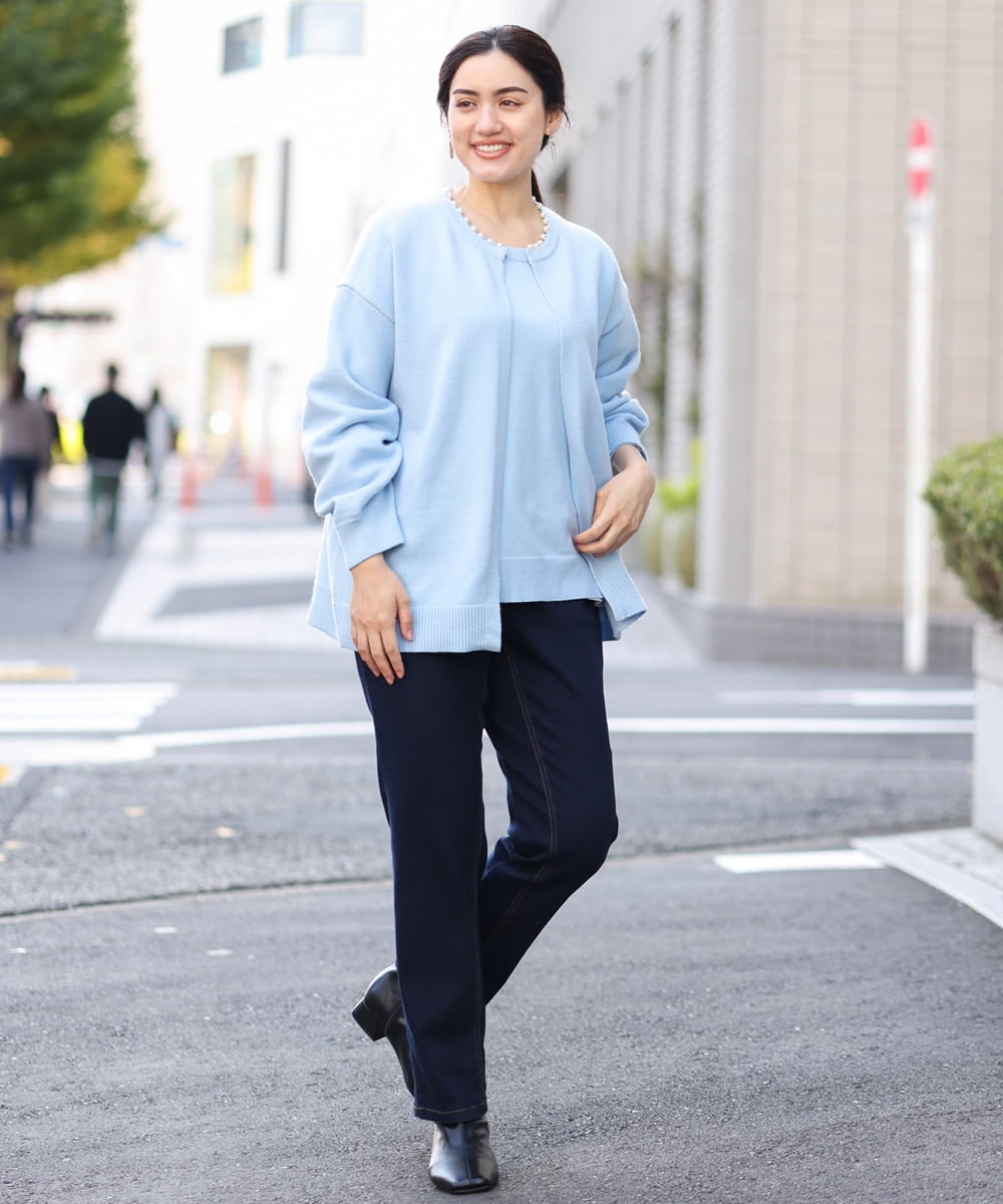 OLFBS20060 eur3(エウルキューブ) 【大きいサイズ/a.v.v×eur3】パフスリーブニット ライトブルー(50)