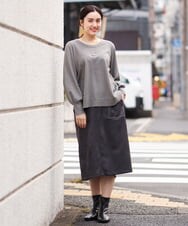 OLFBS20060 eur3(エウルキューブ) 【大きいサイズ/a.v.v×eur3】パフスリーブニット ライトグレー(91)