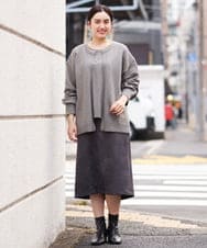 OLFBS20060 eur3(エウルキューブ) 【大きいサイズ/a.v.v×eur3】パフスリーブニット ライトグレー(91)