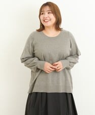 OLFBS20060 eur3(エウルキューブ) 【大きいサイズ/a.v.v×eur3】パフスリーブニット ライトグレー(91)