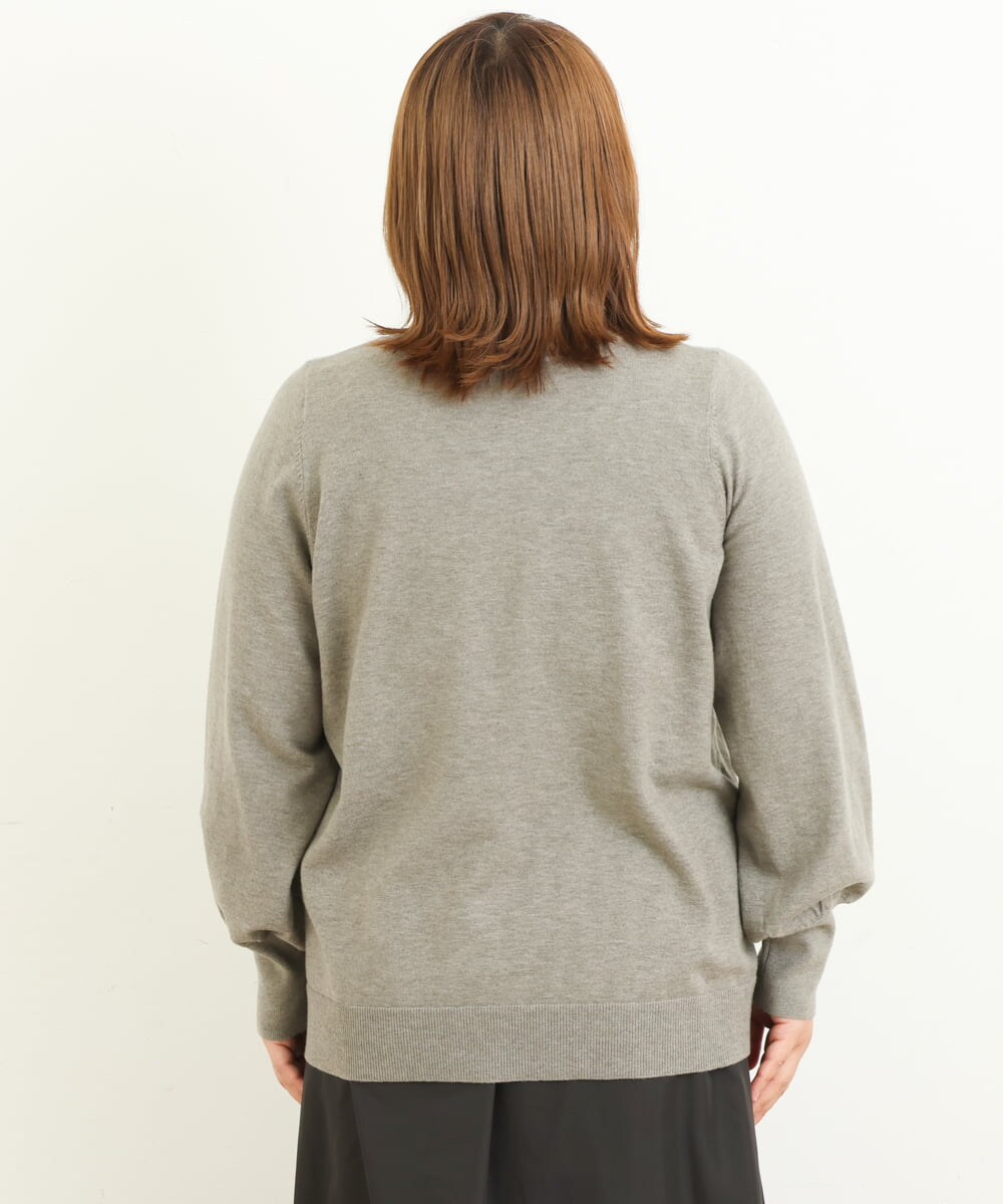OLFBS20060 eur3(エウルキューブ) 【大きいサイズ/a.v.v×eur3】パフスリーブニット ライトグレー(91)
