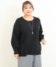 OLFBS20060 eur3(エウルキューブ) 【大きいサイズ/a.v.v×eur3】パフスリーブニット ブラック(94)