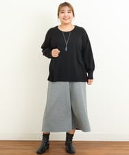 OLFBS20060 eur3(エウルキューブ) 【大きいサイズ/a.v.v×eur3】パフスリーブニット ブラック(94)