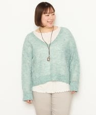 OLFBS90090 eur3(エウルキューブ) 【WEB限定販売】【大きいサイズ】メランジメッシュニット ライトグリーン(30)