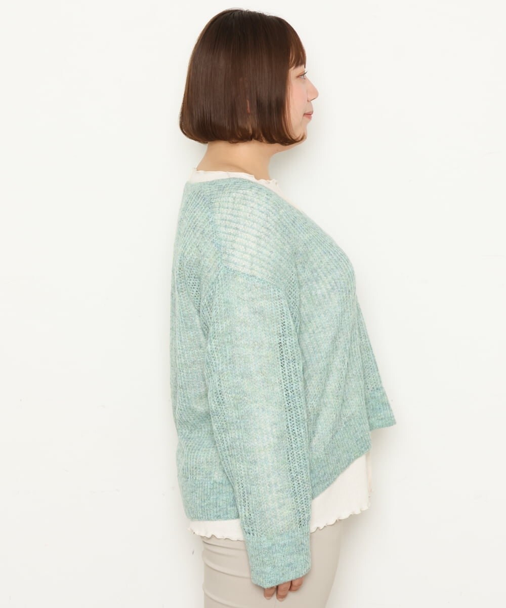 OLFBS90090 eur3(エウルキューブ) 【WEB限定販売】【大きいサイズ】メランジメッシュニット ライトグリーン(30)
