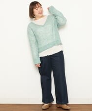 OLFBS90090 eur3(エウルキューブ) 【WEB限定販売】【大きいサイズ】メランジメッシュニット ライトグリーン(30)