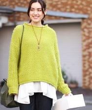 OLFBV02089 eur3(エウルキューブ) 【大きいサイズ】バスケットモールニット ライトグリーン(30)