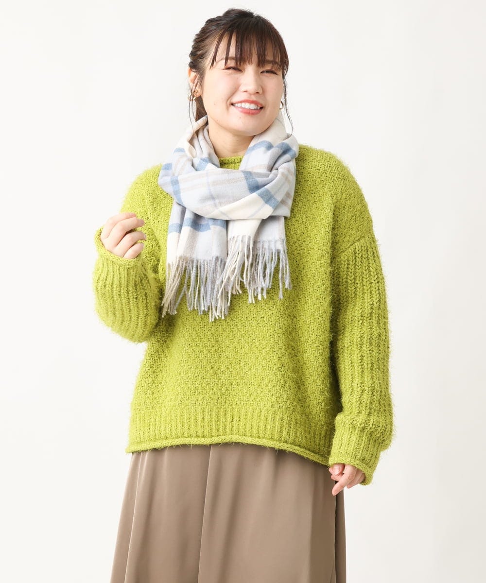 OLFBV02089 eur3(エウルキューブ) 【大きいサイズ】バスケットモールニット ライトグリーン(30)