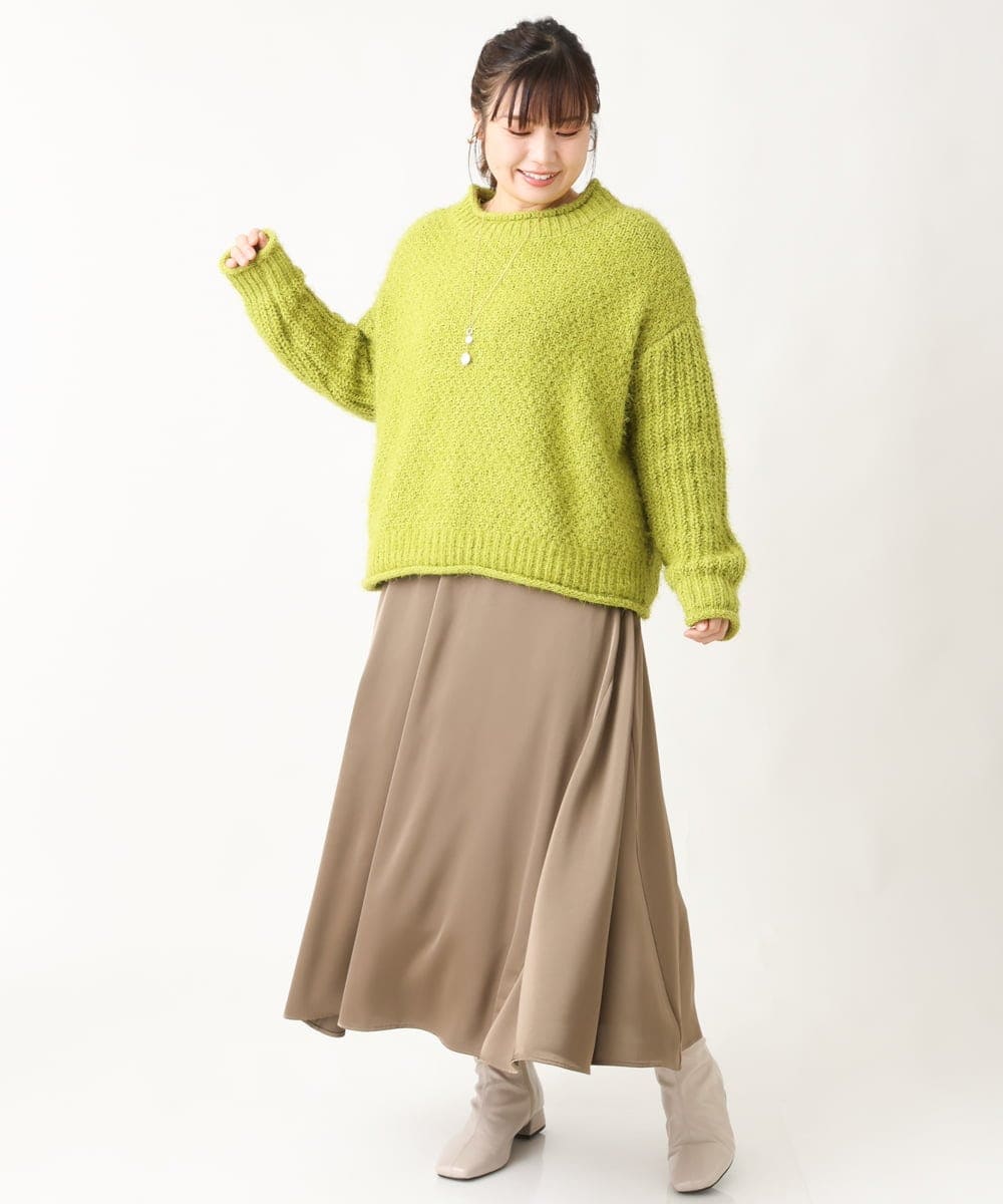 OLFBV02089 eur3(エウルキューブ) 【大きいサイズ】バスケットモールニット ライトグリーン(30)