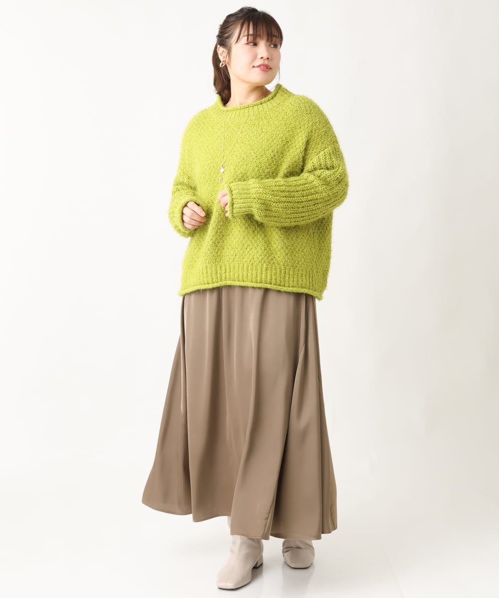 OLFBV02089 eur3(エウルキューブ) 【大きいサイズ】バスケットモールニット ライトグリーン(30)