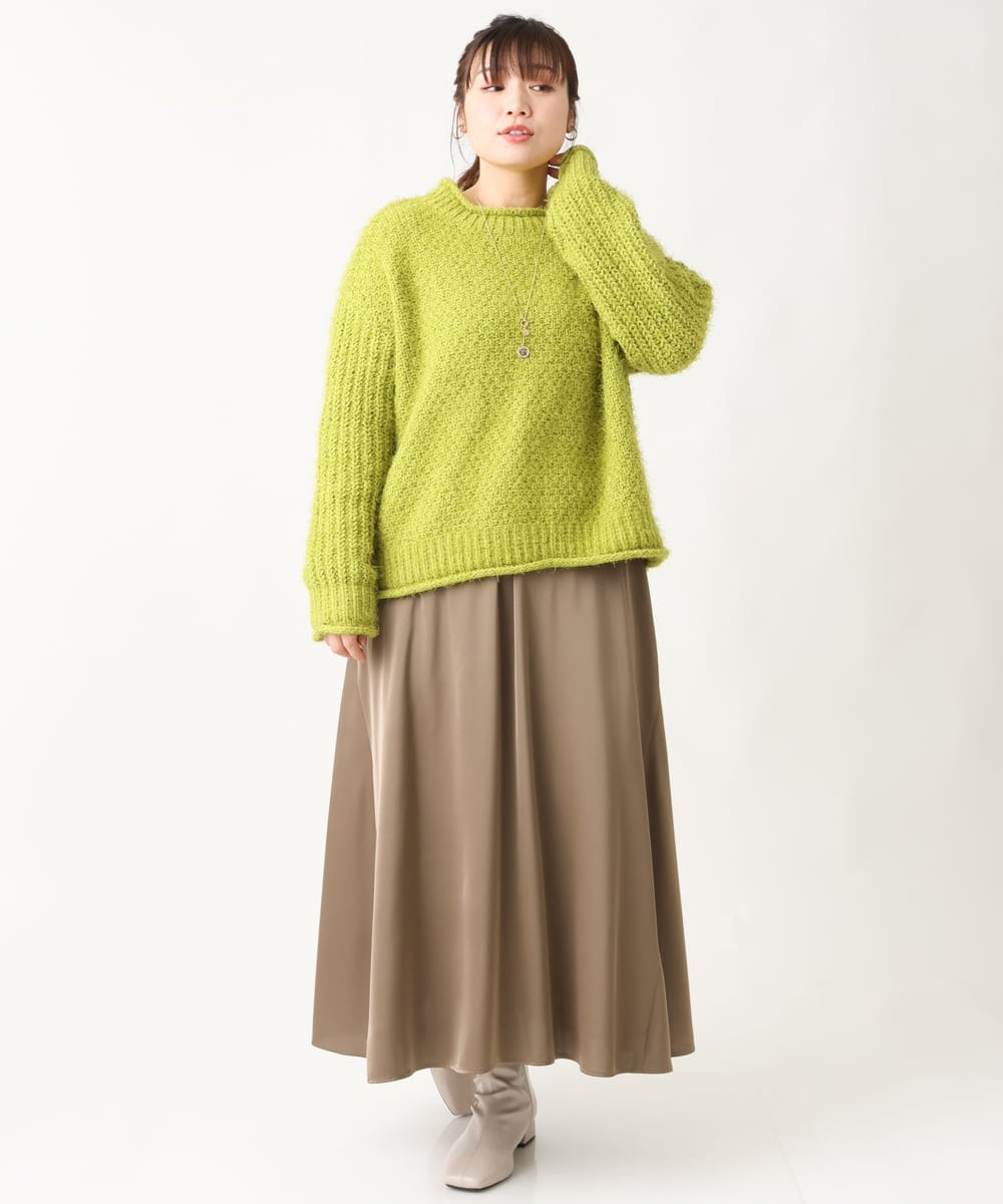 OLFBV02089 eur3(エウルキューブ) 【大きいサイズ】バスケットモールニット ライトグリーン(30)