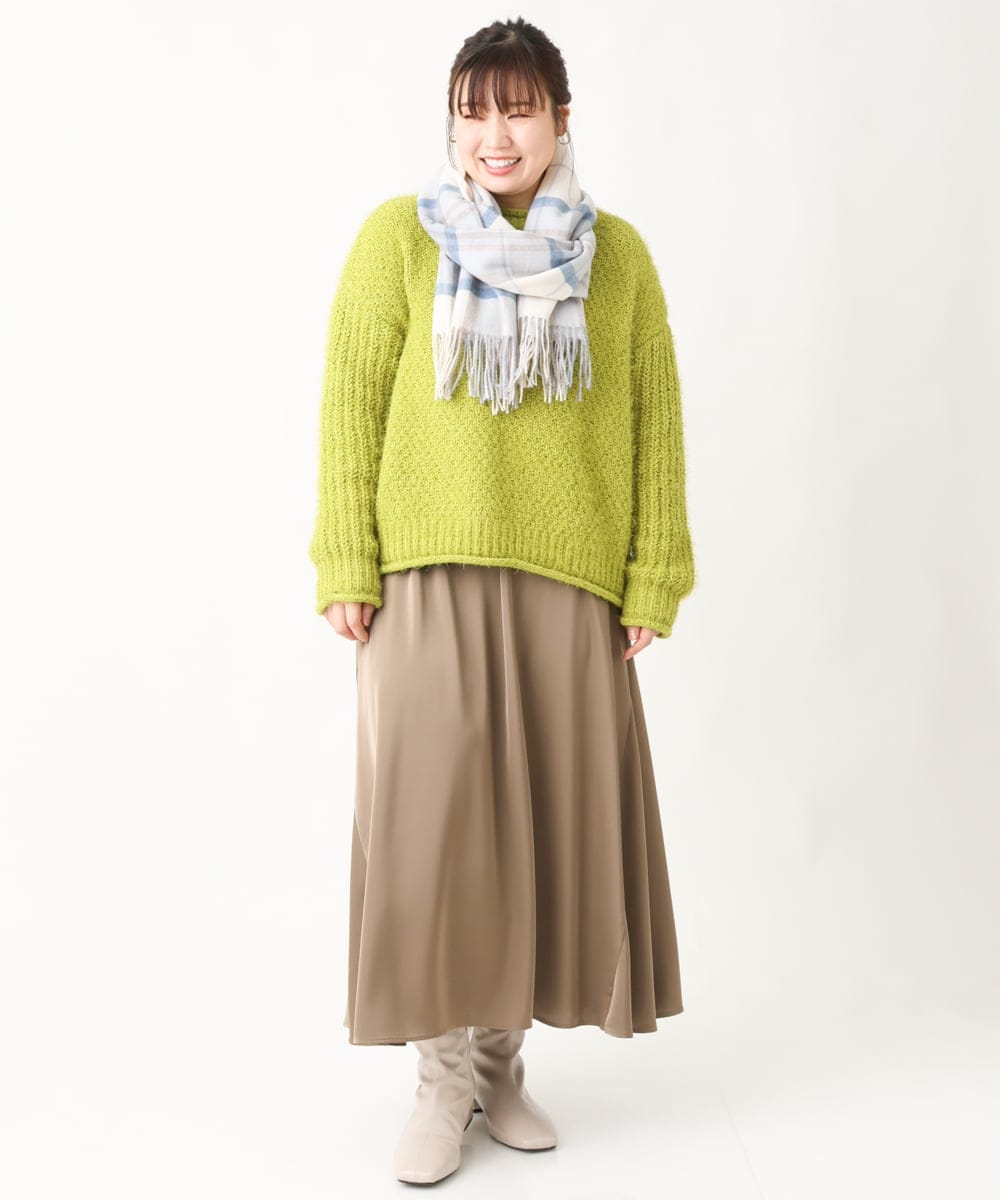 OLFBV02089 eur3(エウルキューブ) 【大きいサイズ】バスケットモールニット ライトグリーン(30)