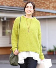 OLFBV02089 eur3(エウルキューブ) 【大きいサイズ】バスケットモールニット ライトグリーン(30)