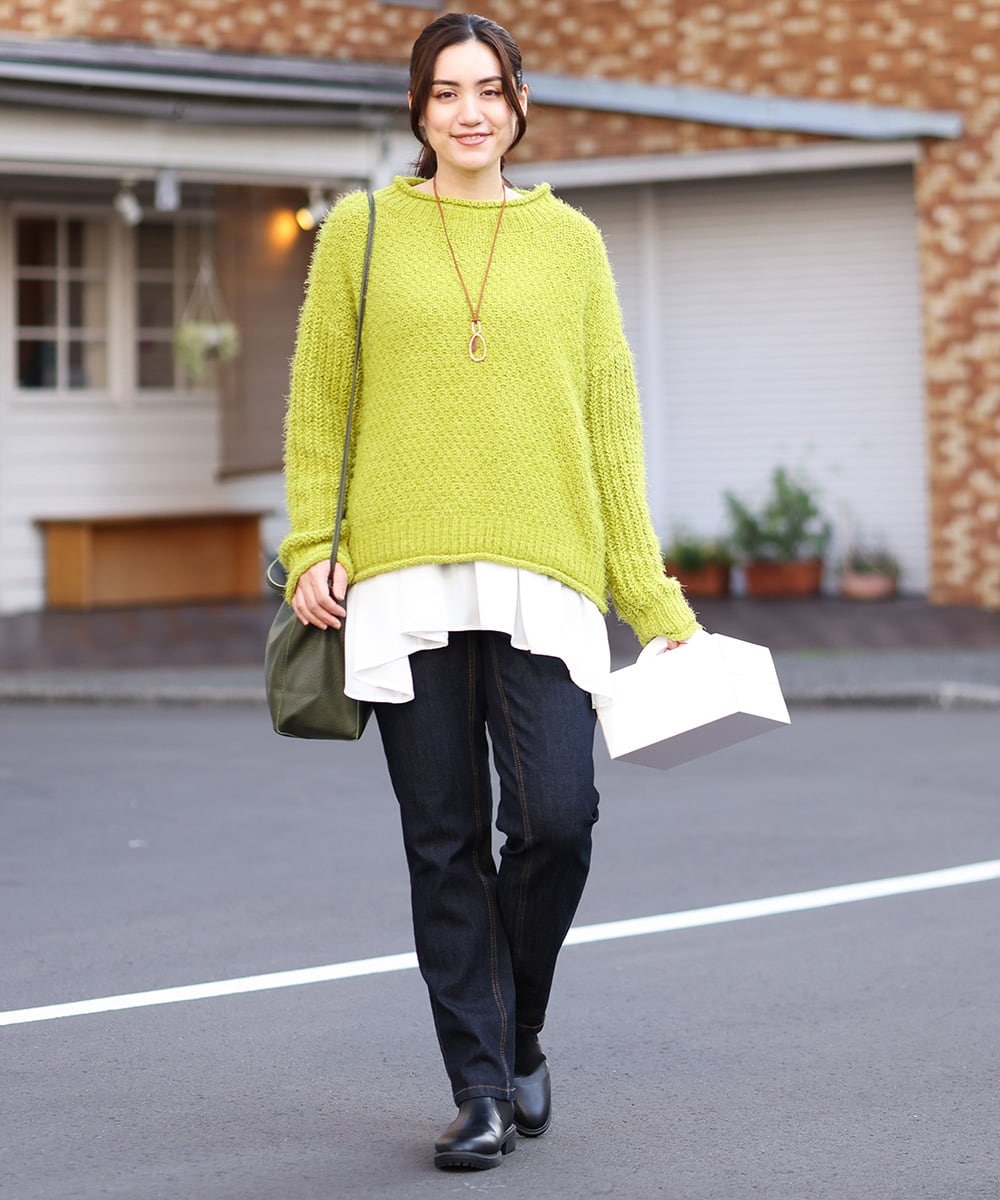 OLFBV02089 eur3(エウルキューブ) 【大きいサイズ】バスケットモールニット ライトグリーン(30)
