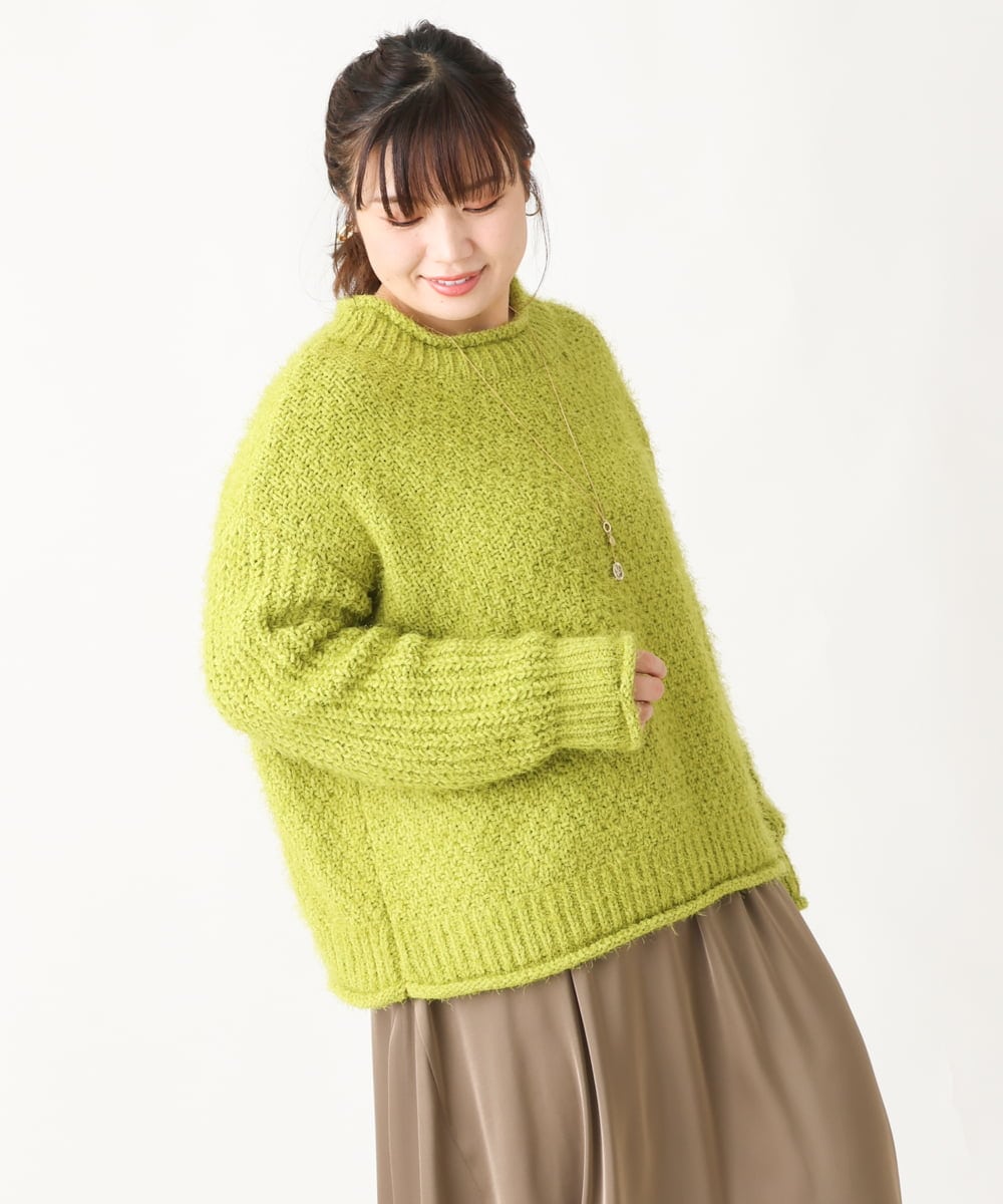 OLFBV02089 eur3(エウルキューブ) 【大きいサイズ】バスケットモールニット ライトグリーン(30)