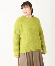OLFBV02089 eur3(エウルキューブ) 【大きいサイズ】バスケットモールニット ライトグリーン(30)