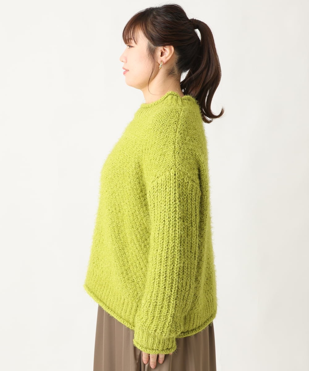 OLFBV02089 eur3(エウルキューブ) 【大きいサイズ】バスケットモールニット ライトグリーン(30)