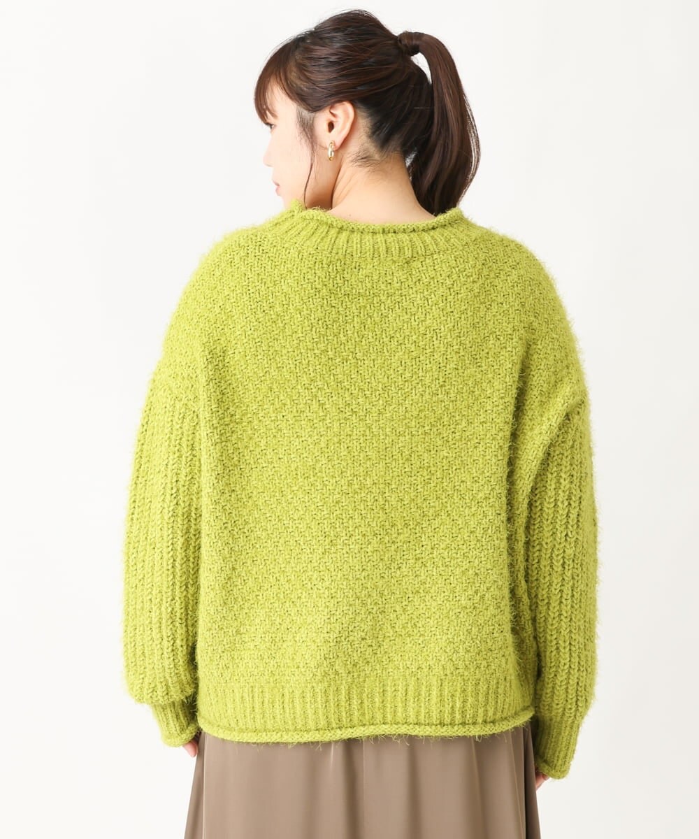 OLFBV02089 eur3(エウルキューブ) 【大きいサイズ】バスケットモールニット ライトグリーン(30)