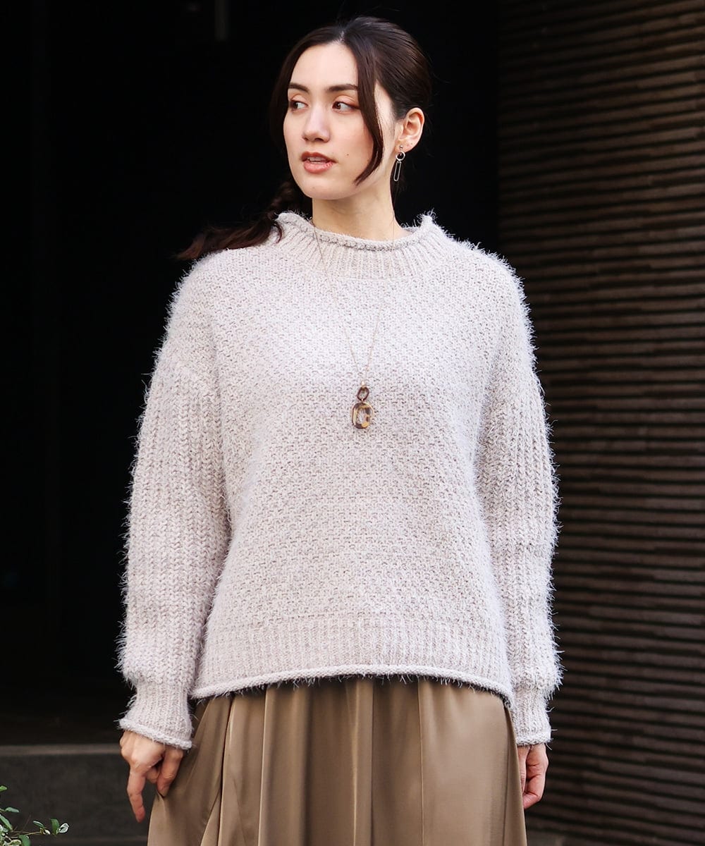 OLFBV02089 eur3(エウルキューブ) 【大きいサイズ】バスケットモールニット ライトグレー(91)