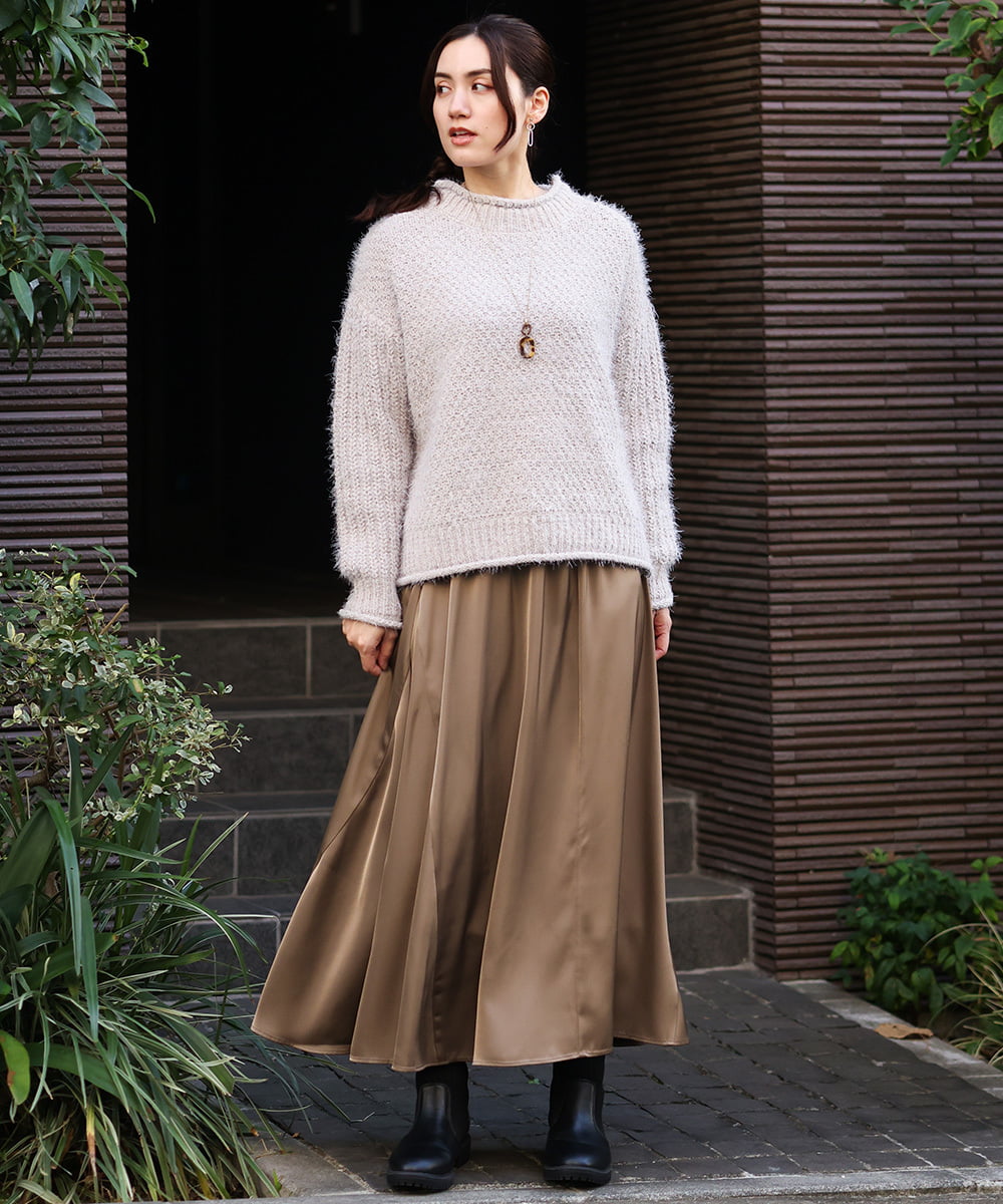 OLFBV02089 eur3(エウルキューブ) 【大きいサイズ】バスケットモールニット ライトグレー(91)