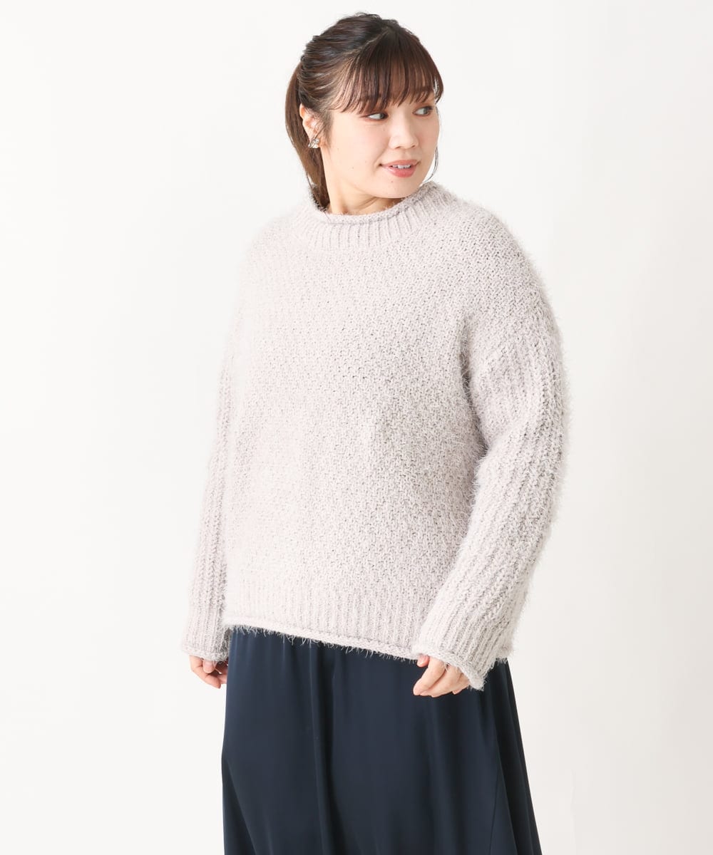 OLFBV02089 eur3(エウルキューブ) 【大きいサイズ】バスケットモールニット ライトグレー(91)