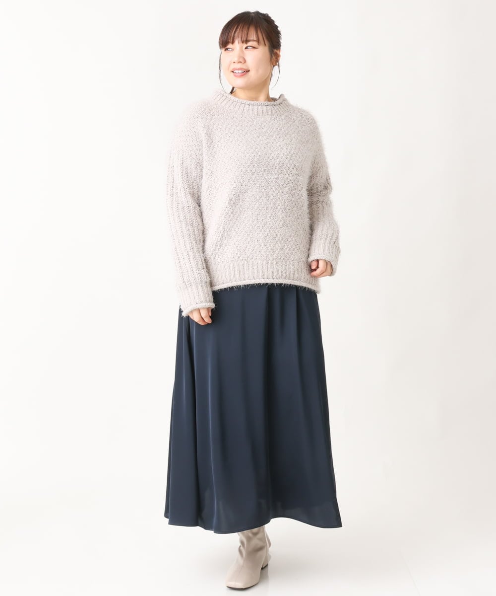 OLFBV02089 eur3(エウルキューブ) 【大きいサイズ】バスケットモールニット ライトグレー(91)