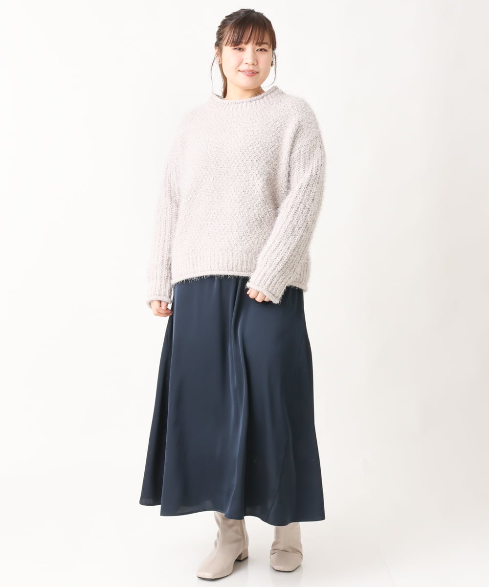 OLFBV02089 eur3(エウルキューブ) 【大きいサイズ】バスケットモールニット ライトグレー(91)
