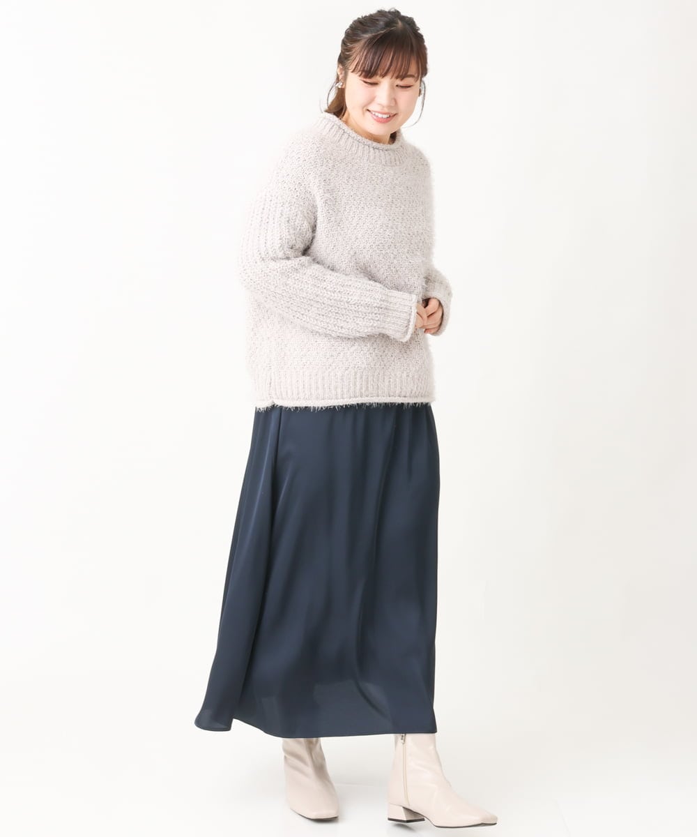 OLFBV02089 eur3(エウルキューブ) 【大きいサイズ】バスケットモールニット ライトグレー(91)