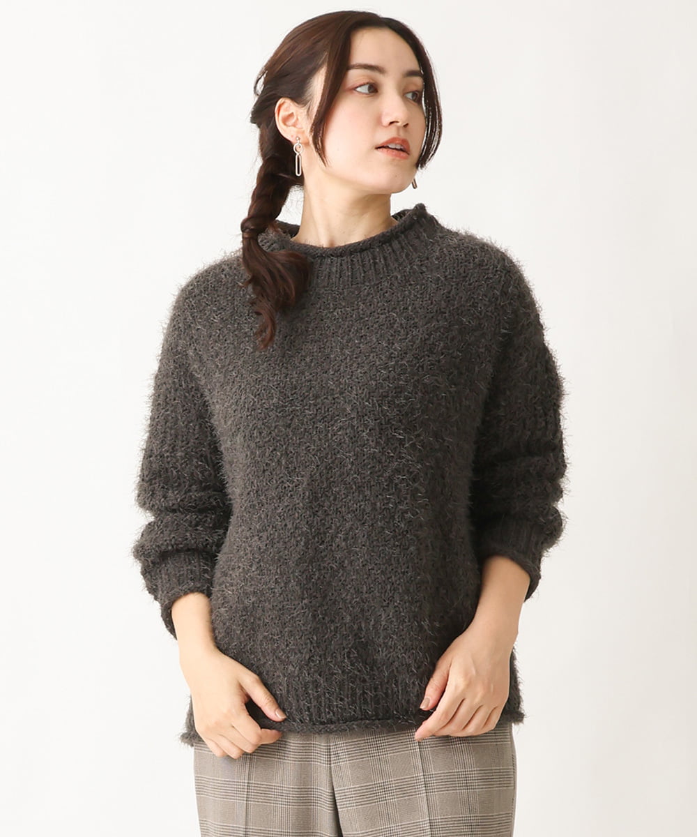 OLFBV02089 eur3(エウルキューブ) 【大きいサイズ】バスケットモールニット ダークグレー(93)
