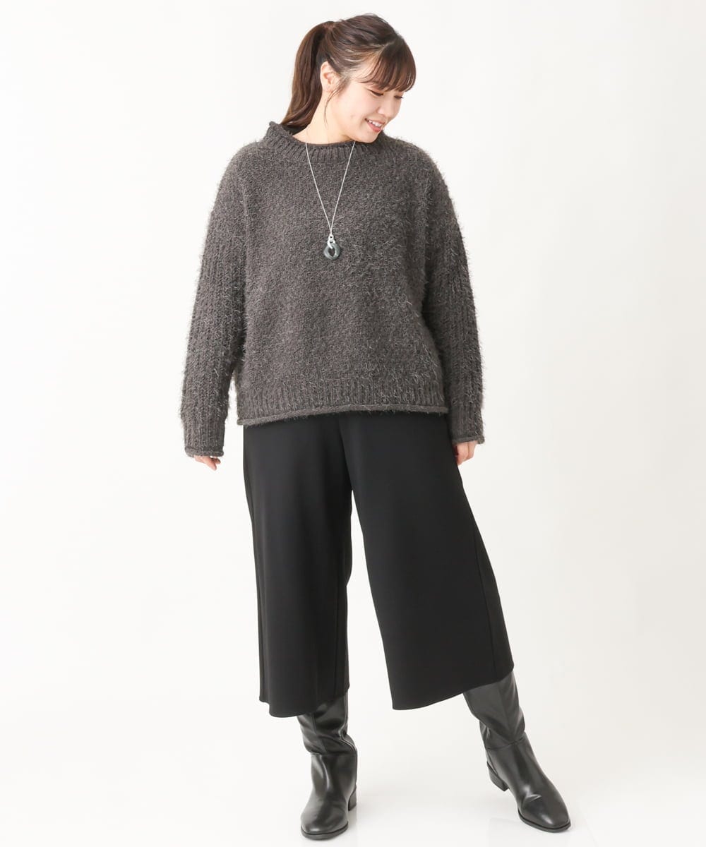 OLFBV02089 eur3(エウルキューブ) 【大きいサイズ】バスケットモールニット ダークグレー(93)