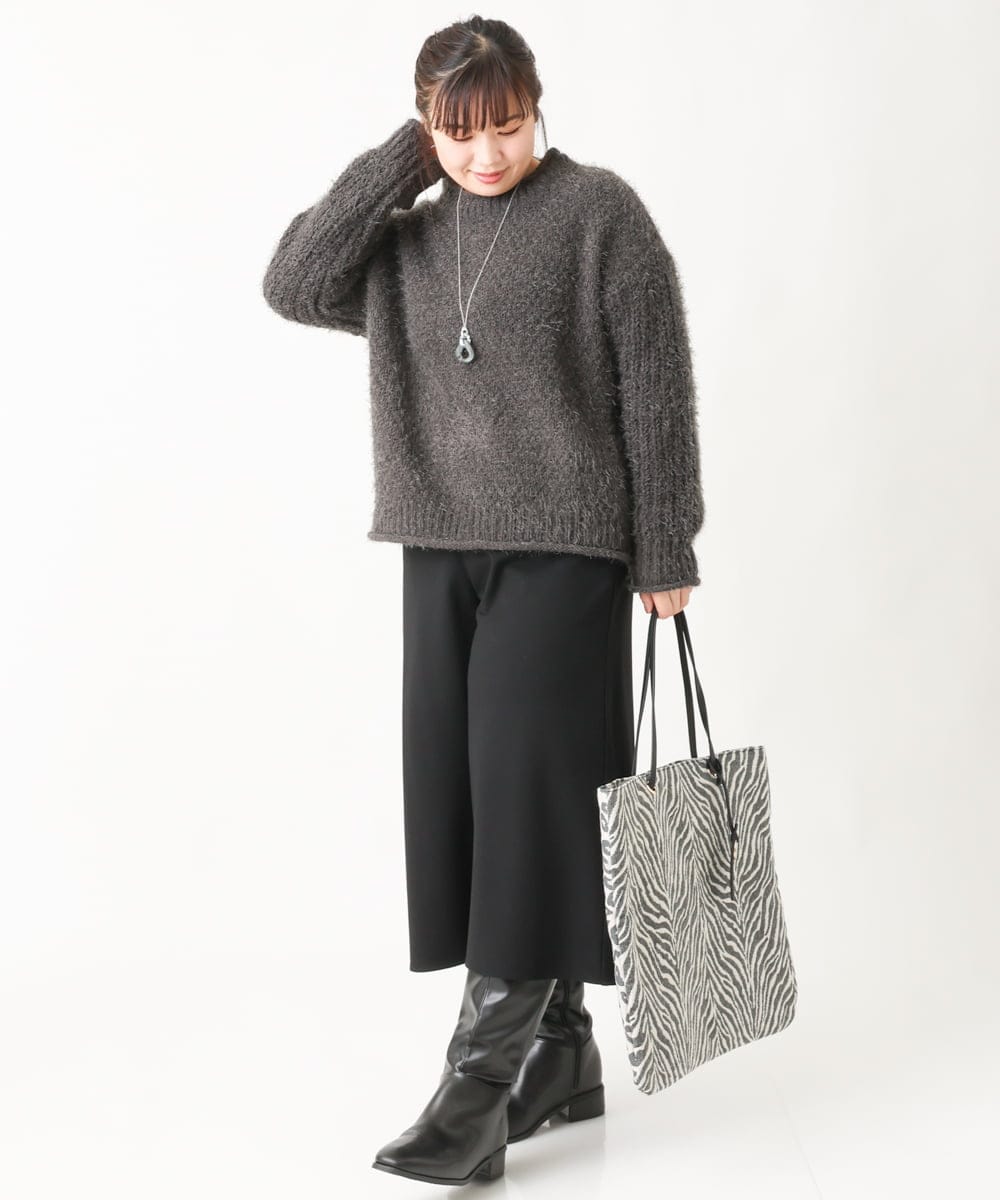 OLFBV02089 eur3(エウルキューブ) 【大きいサイズ】バスケットモールニット ダークグレー(93)