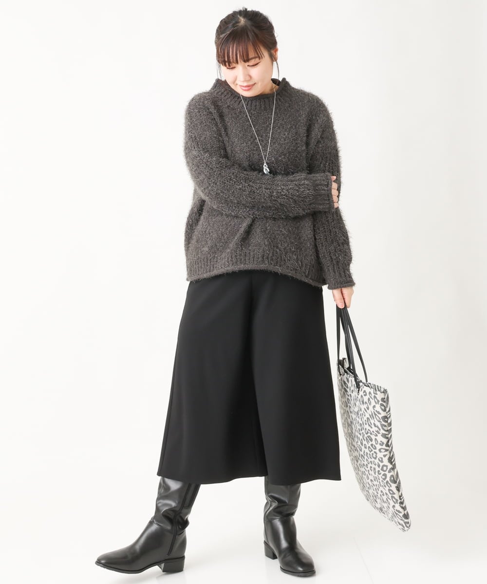 OLFBV02089 eur3(エウルキューブ) 【大きいサイズ】バスケットモールニット ダークグレー(93)