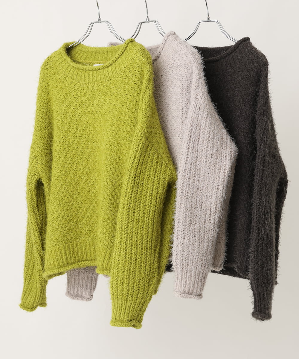 OLFBV02089 eur3(エウルキューブ) 【大きいサイズ】バスケットモールニット ダークグレー(93)