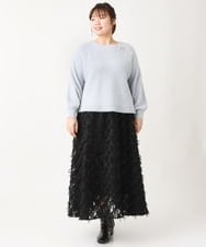 OLFBV12099 eur3(エウルキューブ) 【大きいサイズ】きらきらシャギーニット ライトブルー(50)