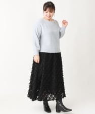 OLFBV12099 eur3(エウルキューブ) 【大きいサイズ】きらきらシャギーニット ライトブルー(50)