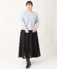 OLFBV12099 eur3(エウルキューブ) 【大きいサイズ】きらきらシャギーニット ライトブルー(50)