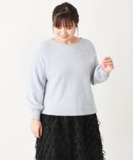 OLFBV12099 eur3(エウルキューブ) 【大きいサイズ】きらきらシャギーニット ライトブルー(50)