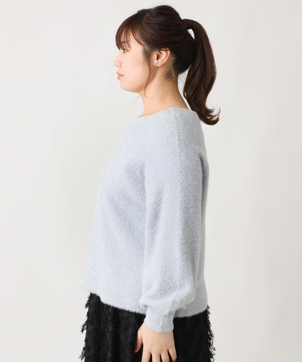 OLFBV12099 eur3(エウルキューブ) 【大きいサイズ】きらきらシャギーニット ライトブルー(50)