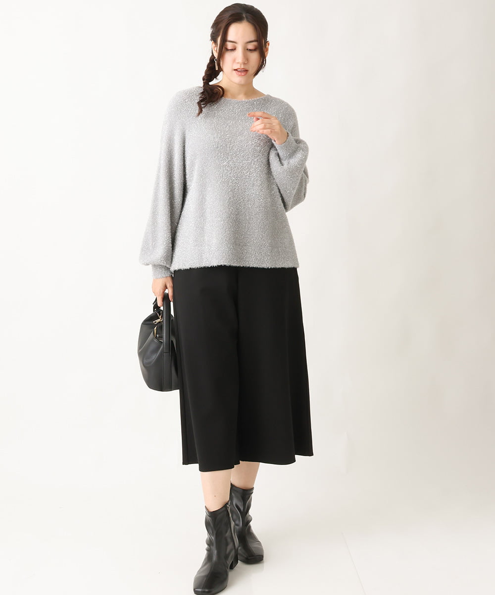 OLFBV12099 eur3(エウルキューブ) 【大きいサイズ】きらきらシャギーニット シルバー(96)