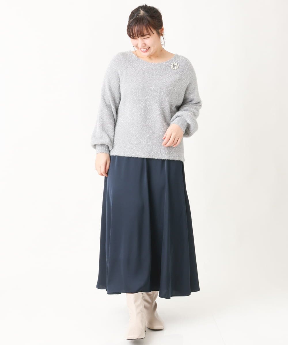 OLFBV12099 eur3(エウルキューブ) 【大きいサイズ】きらきらシャギーニット シルバー(96)