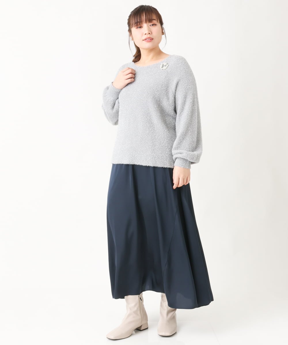 OLFBV12099 eur3(エウルキューブ) 【大きいサイズ】きらきらシャギーニット シルバー(96)