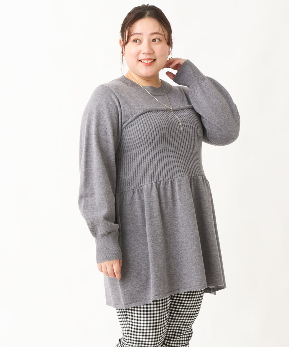 OLFBV27099 eur3(エウルキューブ) 【大きいサイズ】ビスチェ風ニット グレー(92)