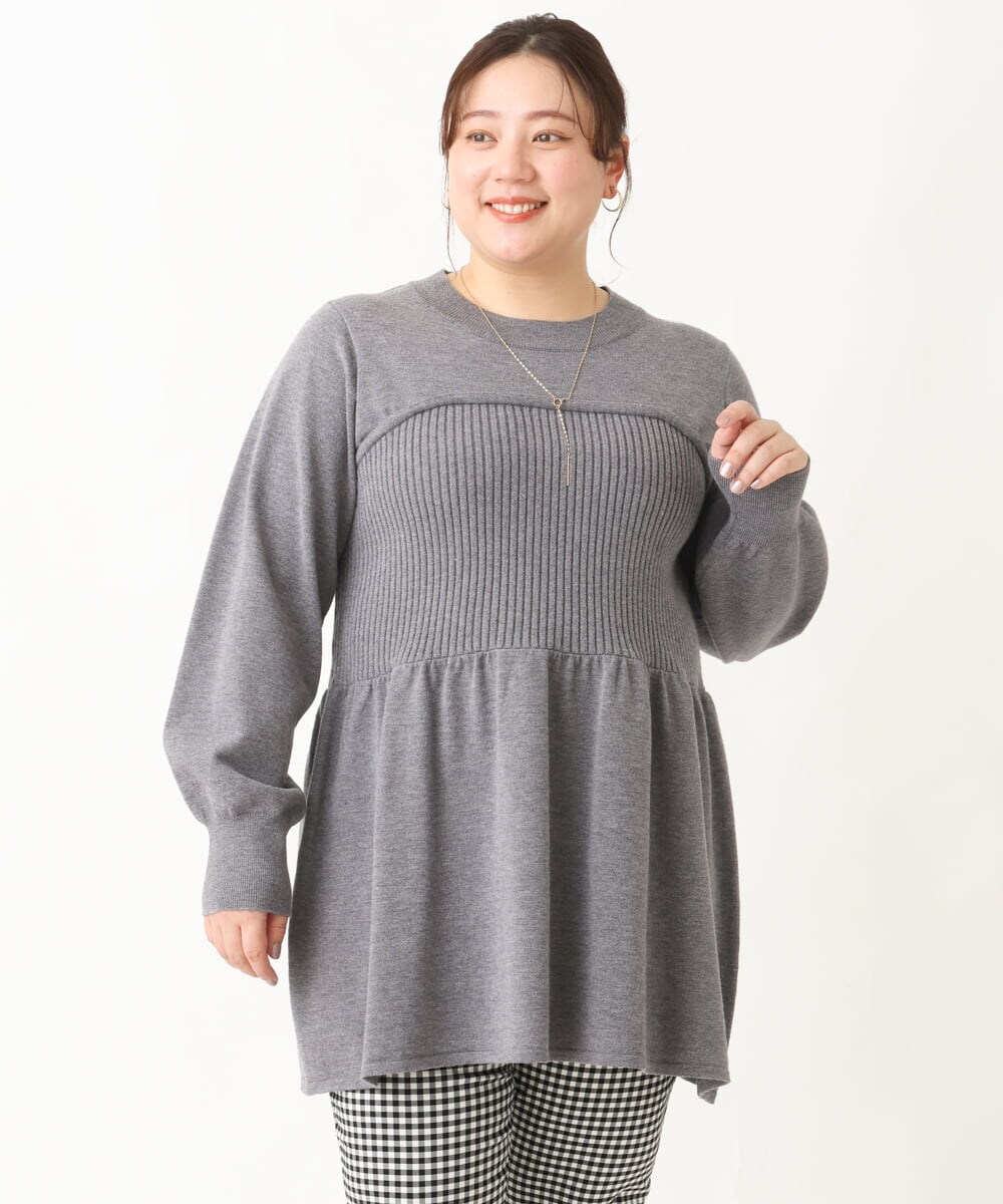 OLFBV27099 eur3(エウルキューブ) 【大きいサイズ】ビスチェ風ニット グレー(92)