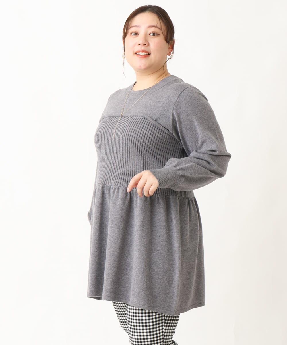 OLFBV27099 eur3(エウルキューブ) 【大きいサイズ】ビスチェ風ニット グレー(92)