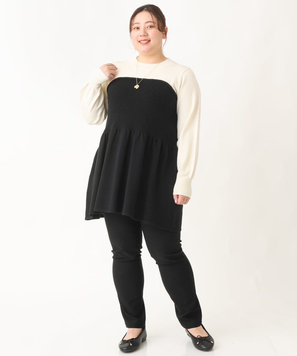 OLFBV27099 eur3(エウルキューブ) 【大きいサイズ】ビスチェ風ニット ブラック(94)